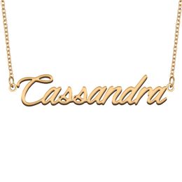 Cassandra Name Necklace Stainless Steel Custom Nameplate Pendant for Women Girls Birthday Gift Kids Best Friends Jewelry 18k Gold Plated