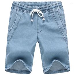 Men's Jeans Foreign Trade 2024 Summer Thin Casual Elastic Drawstring Worn-out Straight Denim Pants