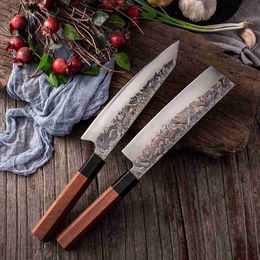 Kitchen Knives Forging Steel Chef Knife Kitchen Sushi Knives Sharp Japanese Nakiri Knife Cleaver Slicing Utility Knife Cooking Cutting Tool Q240226