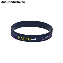 100PCS Jesus Silicone Rubber Bracelet Debossed Filled in Color Matthew 1720 Faith can move mountains234d