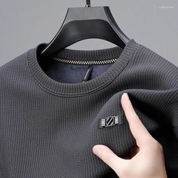 Men's Hoodies Luxury Quality Plush Hoodie Autumn Winter O-Neck Letter Badge Pullover British Fashion Street Personality Men Clothing Top