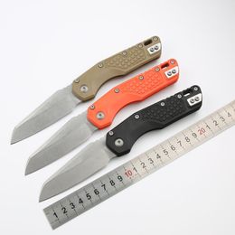 1Pcs New A2297 Folding Knife D2 Stone Wash Tanto Point Blade CNC GFN Handle Outdoor Camping Hiking Ball Bearing Fast Open Folder Knives