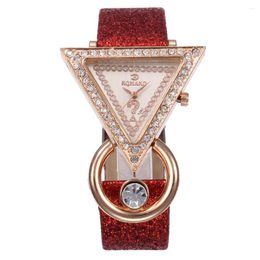 Wristwatches 2024 Relogio Feminino Female Triangle Watches Women Bling Diamond Leather Band Quartz Price