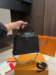 Top Luxury Handbag Designer First Layer Cowhide Capucines Enamel Chain Handbag Shoulder Bag Crossbody Bag Women's Luxury Dinner Bag Solid Colour Makeup Bag Purse 27CM