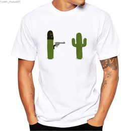 Men's T-Shirts Cactus Funny Men Collar T Shirt Basic Casual T-shirt Men Short Sleeve Tshirt Men Funny Tumblr Graphic Elastic Tee ShirtL2402
