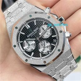Luxury Audemar Pigue Watches AP Royal Oak 26239BC Frost Gold Black Plate Craft 18K White Gold Wristwatch FUN 7JY7