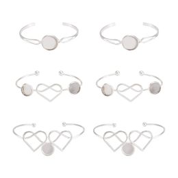 Tools 6pcs Blank Cuff Bangle Base Link Bracelet Cabochon Setting for Leather Watch Band Metal Open Bangle DIY Jewelry Making Supplies