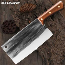 Kitchen Knives 5Cr15mov Kitchen Forged Cleaver 100% Handmade Forged Knife Chinese Kitchen Slicing Meat Knife Chopping Knife Cooking Tools Q240226