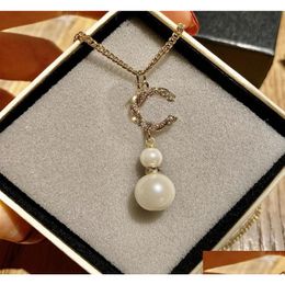 Pendant Necklaces Clavicle Pearl Necklace For Woman Fashion Charm Gift Length Retractable Chain High Quality Jewelry1931925 Drop Del Dhxkt