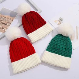 Berets Autumn Winter Christmas Hat Hairball Twist Woollen Caps Thickened Warm Knitted Hats Boys Girls Gifts