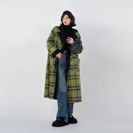 Blends vintage elegantsweet cute trench coat doublesided cashmere woolen coat women autumn winter highend 2023 new woolen windbreaker