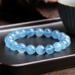 Beaded Natural Aquamarines Bracelets for Women Single Circle Crystal Bracelet Jewelry Romantic Casual Crystal Yoga Bracelet Drop Ship YQ240226