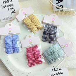 Hair Accessories 2024 Spring 2Pcs Set Cloth Plaid Simple Oblong Clips For Girl Kids Cute Kawaii Fairy Red Hairpin Fashion Drop Deliver Ot6Jg