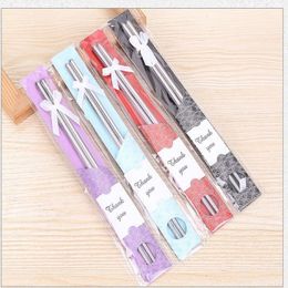 240pairs Stainless-Steel metal Chopsticks wedding Gifts for business birthday Home Tableware gift Whole308v