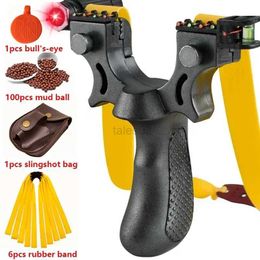 Hunting Slingshots Laser Assisted Shooting Slingsshot with 5-Colors Anti Slip Handle Outdoor Hunting Slingshot Bag Flat Rubber Band Set Acessories YQ240226