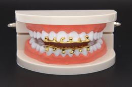 Hip Hop Gold Teeth Grillz Drip 8 Teeth Grills Dental Cosplay Bottom Lower Tooth Caps Rapper Mouth Jewellery Party Gift1575453