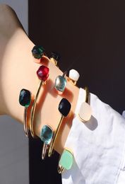 Fashion Gold Bracelet Women Water Drops Agate Opening Bracelets For Girl Charm Candy Cuff Bracelet Jewelry with velvet bag8678312