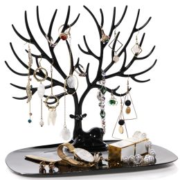 Rings Jewelry Display Stand Tray Deer Tree Storage Racks Earrings Necklaces Rings Jewelry Box Desktop Organizer Holder Make Up Decorat