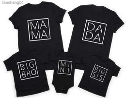 Family Matching Outfits Cute Dada Mama Mini Shirt Family Matching Shirt Big Sis and Bro Shirt Custom Family Matching Shirt Short Sleeve Black Clothes