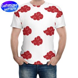 Custom men's full print T-shirt absorbent, breathable and comfortable reinforced round neck Fashion casual Xiangyun pattern 95% polyester +5% spandex 202g white