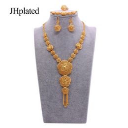 African Dubai 24K Gold Plated Filled Bridal Jewellery Sets Wedding Gifts Jewellery Necklace Earrings Ring Bracelet Set For Women &179s