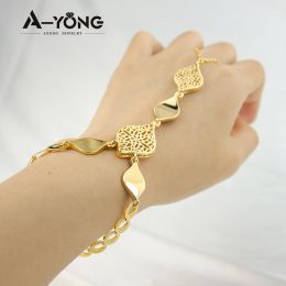 Bracelets AYONG Trendy Finger Bracelet 21k Gold Plated Ring Bangle Chain Exquisite Hand Accessories Wedding Banquet Accessories