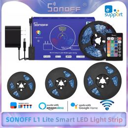 Control SONOFF L2 Lite 5M EU/US Smart Wifi LED Light Strip RGB Dimmable Flexible Strip Lights Ewelink Remote Control Can Be Free To Cut