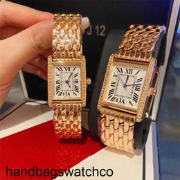 Couple Luxury Carteers Watches Men and Women Gift Set Vintage Tank Watches Diamond Gold Platinum Rectangle Quartz Watch Stainless Steel Fashion Gifts for Lover zc