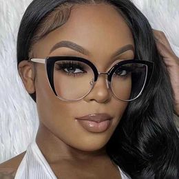 Sunglasses 2023 New Fashion Big Sexy Cat Eye Optical Glasses Women Vintage Half Eyeglasses Frame Female Oculos Gafas Oculos Spectacles J240226