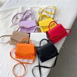 2023 Fashion Thick Chain Strap Crossbody Handbag Women Small Candy-Colored Chain Shoulder Bags New Arrival Pu Leather Lady Bag