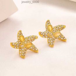 Fashion New Style Designer Brand Stud Earrings High-end Women 18K Gold Plated Stainless Steel Inlaid Crystal Geometry Starfish Ear Ring Wedding Jewelry Gift 789O