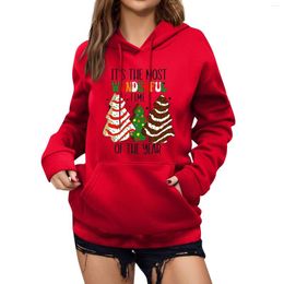 Women's Hoodies Sweatshirt Unique Hooded Women Pullovers Elegant Casual Long Sleeves Christmas Printed Oversized Pull