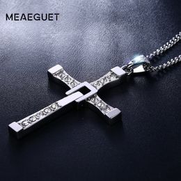 Meaeguet Stainless Steel Cross Necklaces Pendants Fashion Movie Jewellery The Fast and The Furious Toretto Men CZ Necklace CX200721235O
