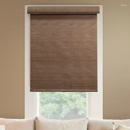 Curtain Snap-N'-Glide Cordless Roller Shade Felton Truffle (Natural Woven) 65"W X 72"H