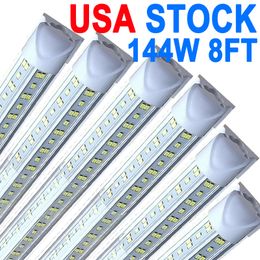 LED Shop Light 8ft, 144W LED Tube Light Fixture, Clear Cover Cool White 6000K, V-Shaped Integrated Fixture for Cooler Door Lighting for Garage Warehouses crestech