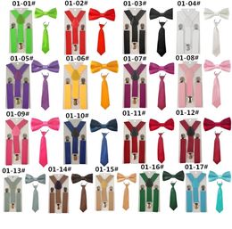 Fashion 3PCS School Boys girls Children Kids brace elastic Suspenders for shirt suspensorio Tie Bowties butterfly Tie Set TR0001 T4535514