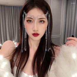 Hair Clips Bohemian Elegant Shiny Rhinestone Long Tassel Ornament Water Drop Crystal Retro Hairpin Women's Chinese Accessories