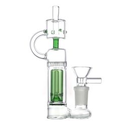 5.6 Inch Mini Glass Bong Pyrex Glass Thick Dab Rig Small Recycler Water Bong Comb with Perc Percolator and 14mm Bowl Water Pipes Hookah Smoke Accessory for Tobacco H2774