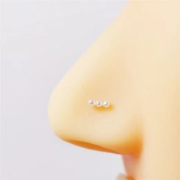 Stud 925 Sterling Silver pearl nose Stud bone nostril piercing 24G Nose Piercings Jewelry 20pcs/pack