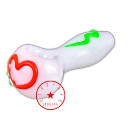 Latest Colourful Heady Smoking Glass Pipes Portable Cute Heart LOVE Dry Herb Tobacco Philtre Spoon Bowl Innovative Glow In The Dark Handpipes Cigarette Holder DHL