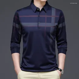 Men's Polos Spring And Autumn Long Sleeve T-shirt Korean Youth Polo Elastic Slim Fit Shirt Fashion Backing