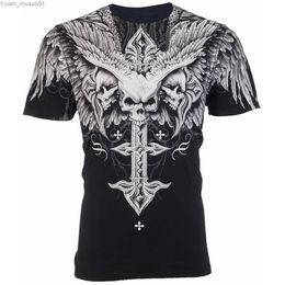 Men's T-Shirts Latest Fashion Skull Cross Pattern T-shirt Harajuku Y2k Street Clothing Short Sleeve Top Mens Large ClothingL2402