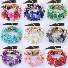 Beaded Kymyad Vintage Resin Stone Charm Bracelets For Women Pulsera Ethnic Multilayer Beads Stone Bracelet Bohemian Jewellery Gifts 2018 YQ240226
