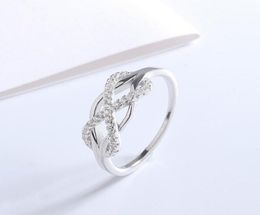 925 Sterling Silver ed Infinity Symbol Bride Ring Cubic Zirconia Inlay Wedding Ring For Women Ladies Prong-setting Ring2072479