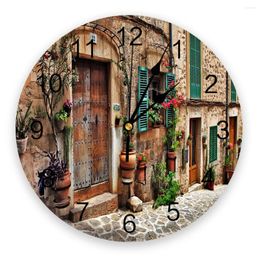 Wall Clocks European Italy Street Round Clock Acrylic Hanging Silent Time Home Interior Bedroom Living Room Office Decoration