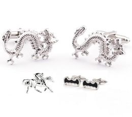 men039s cufflink animal cuff links silver fashion cufflink dragon horse sleeve button for men accessories cuff buttons 5pairl3204397