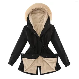 Jackets Women's Thick Plus Overcoat Winter Womens Hooded Jacket Warm Coat Ladies Long Sleeve Paded Parkas Blazer Faux Fur