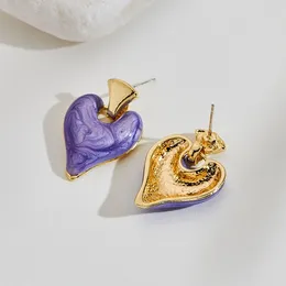 Stud Earrings Irregular Heart Love Chic Acrylic Purple Earring Women Girls Party Daily Wear Jewelry Gift Ear Accessories
