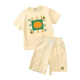 Clothing Sets In Stock Designer Kids Clothing Sets Cotton T-Shirt Pants Set Fashion Brand Printing Children 2 Piece Pure Baby Boys Gir Dhdfj