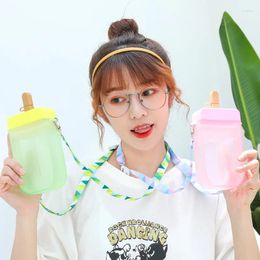 Water Bottles 3D Stereo Straw Cup Popsicle Bottle Juice Drinking Adult Children Outdoor Handy With Strap